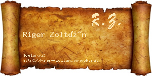Riger Zoltán névjegykártya